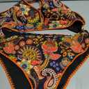 SweatyRocks Women's Plus Size 2 Piece Boho Printed Bikini Set High Waisted Bathing Suit Swimwear 3XL