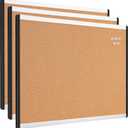 Amazon Basics Cork Bulletin Board, 17" x 23", Pin Board for Office & Home, Wall Organizer with Aluminum Frame, Lightweight, Easy to Install, 3-Pack