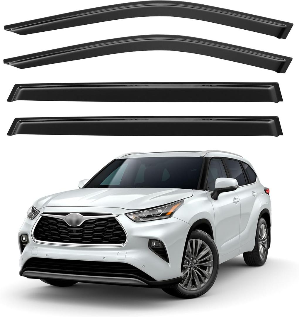 Window Visors Rain Guards for 2020-2026 Toyota Highlander, Out-Channel Window Vent Wind Deflectors Visors Shades for 20 21 22 23 24 25 Highlander