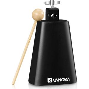 Vangoa 8 inch Metal Steel Cow Bell Noise Maker Cowbell Percussion Instrument with Handle Stick for Drumset Wedding Football Cheering Games (Black) Vangoa 8 inch Metal Steel Cow Bell Noise Maker Cowbell Percussion Instrument with Handle Stick for Drumset Wedding Football Cheering Games (Black)