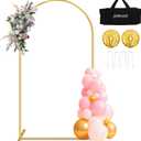 Heavy Duty Metal Arch Backdrop Stand, 7.2FT Stable Gold Arch Stand with Ground Stakes and Water Bags, Balloon Arch Stand for Wedding Party Baby Shower Photo Flower Arch Decoration 