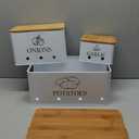 Potato Onion and Garlic Storage Bins with Wooden Lid & Breathable Holes  Rustic Farmhouse Stackable Kitchen Vegetables Canisters with Ventilation & Side Handles Space Saving  Set of 3