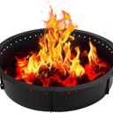 52 inch Fire Pit Ring,Large Round Insert Firepit for Outdoor Fire Liner Wood Burning Heavy Duty Metal Campfire Ring 52-Inch Outer/48-Inch Inner Diameter Above or In-Ground, Black (48inch)