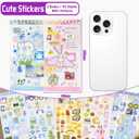 QEF 40 Sheets Kawaii Sticker Book, Japanese Stickers Aesthetic for Scrapbooking, Junk Journal Supplies, Korean Diary Decor, Vision Board, Cute Planner Accessories for Adults (Blue and Pink)
