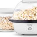 DASH SmartStore Deluxe Stirring Popcorn Maker, Hot Oil Electric Popcorn Machine with Large Lid for Serving Bowl and Convenient Storage, 24 Cups  White