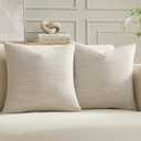 Meekio Set of 2 Linen Look Linen Beige Pillow Covers 16x16, Decorative Throw Pillow Covers for Couch, Sofa, Bed & Living Room Decor : Home & Kitchen