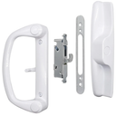Sliding Glass Patio Door Handle Replacement Set with Mortise Lock 45° Keyway, Non-Keyed Pull Handles, Fits 3-15/16" Hole Spacing, 1-1/4" to 2" Thick Doors, Non-Handed, White