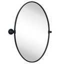TEHOME Farmhouse Matte Black Oval Metal Pivot Bathroom Vanity Mirror Tilting Beveled Vanity Mirrors for Wall, Overall 23.99 x 30 inches (Mirrror 20 x 30 inches)