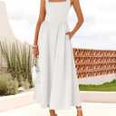 ZESICA Women's Summer Sleeveless Halter Midi Dress 2026 Off Shoulder High Waist Flowy Formal Wedding Guest Long Dresses (White, L)