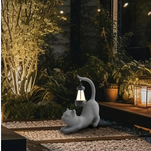 Zotabe Solar Cat Garden Statue 15 Inch Porch Patio Decor for Outside Yard Decoration Outdoor Unique Housewarming Gardening Birthday Gifts for Cat Lovers Women Grandma