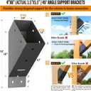 4pack 45 Degree Angle Support Bracket, for 4x6 (Actual 3.5''x5.5'') Pergolas, Gazebo, Deck Porch, Cabin Elevated Wood Support Kit (Frosted-Black)