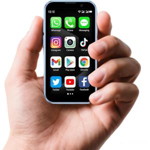 Mini 3G Smartphone Unlock, 3-inch high-Definition Touch Screen Dual SIM Card Dual Standby mini Phone, Portable Backup Compact Phone, Suitable for Students and Children as Gifts (Blue, 2GB+16GB)