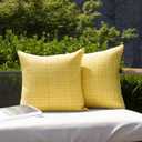 Kevin Textile Pack of 2 Decorative Outdoor Waterproof Throw Pillow Covers Stripe Pillowcases Modern Cushion Cases for Patio Couch Bench 16 x 16 Inch Yellow