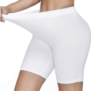 SIMIYA Women's Slip Shorts for Under Dresses, Seamless Smooth Comfortable Stretch Yoga & Bike Shorts (3X-Large, 01-1 Pack White)