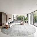 Round Rugs 8ft, Circle Washable Area Rugs for Living Room, Grey
