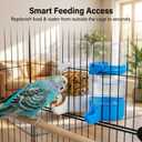 Large Bird Cage with Rolling Stand, 46x24x12 Inch Flight Cage for Parakeets, Cockatiels, Conures, Metal Wire Cage with Wooden Perches, Feeders, Wheels, Black