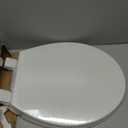 Round Toilet Seat, Slow Close, White Plastic, Never Loosen, 16.5”