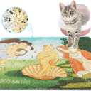 PAKEWAY Cat Litter Trapping Mat 16 x 24inch, Non Slip, Original Design Artist Cat Litter Mat Inspired by Famous Paintings
