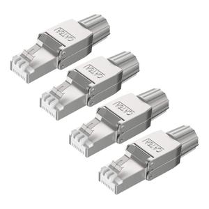 VCELINK RJ45 Cat6A Connectors Tool-Free Reusable Shielded Ethernet Termination Plugs for 23AWG SFTP UTP Cable, 10G Easy Internet Plug, Fast Field Installation 4 Pack