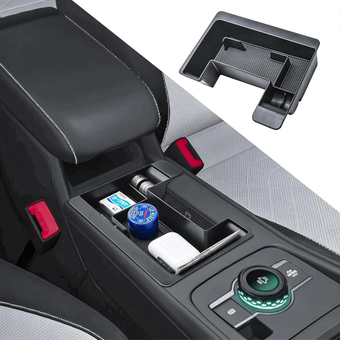 RUNROAD Center Console Organizer Tray Compatible with 2025 2026 VW Tiguan Accessories, Armrest Storage Box for Volkswagen Tiguan S SE SEL R-Line Middle Console Organizer Armrest Dividers Coin Holder