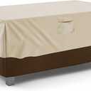 Vailge Rectangular/Oval Patio Table Cover, Heavy Duty and Waterproof Outdoor Lawn Patio Furniture Covers (Beige&brown, 60"Lx38"Wx28"H)