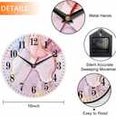 Mxocom Pink Fluid Art Painting Wall Clock Luxury Abstract Transparent Waves and Golden Swirls 10 Inch Silent Non Ticking Battery Operated clock Vintage Round clock for living room Bedroom Office decor