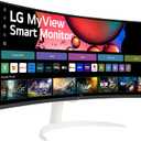 LG 34SR63QA-W 34 inch Smart Curved Monitor with Streaming TV, QHD 1440p, UltraWide Screen, USB Type-C 65W PD, 1800R, webOS, HDR10, 100Hz, Built-in Speaker, AirPlay2, Screen Share, Bluetooth, White