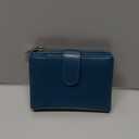 GAEKEAO Small Wallets for Women Leather RFID Blocking Bifold Zipper Pocket Wallet Card Case Purse with ID Window, Type 1 Wax Peacock Blue, 8819-KQL