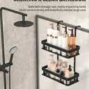 Over Door Shower Caddy, Black Rustproof Bathroom Organizer, 2-Tier Storage Rack, 11.81x5.31 Inch Shelves, No Drilling Required