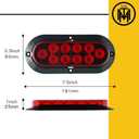 TMH 6" Oval Red LED Trailer Tail Light Surface Mount 10 LED Waterproof Stop Brake Turn Trailer Lights for Truck RV Bus Lorry Low-High Brightness 12V DC, 2PCS