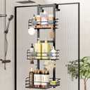 Nieifi Over The Door Shower Caddy Pantry Organizer Rack with Reliable Hooks, Sturdy Hanging Shower Organizer Shelf Basket Storage Rack, Bathroom Shelves Drill Free Extra Large, Black (A-Black)