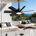 LANMEL 28 Inch Plug-In Outdoor Ceiling Fan with Light and Remote, Waterproof Hanging Fan Light with Hook, 6 Speed, Reversible, 3000k-6000k LED, Portable Fan for Camping, Patios, Porch, RV (Black)