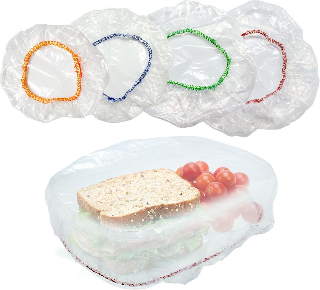 Culinary Elements Reusable Bowl Covers, 12 (Twelve)-Count, 4 Different Sizes with Elastic, Multi-Purpose Plastic Food Storage Cover sfor Leftovers, Dishes, Watermelons, And More