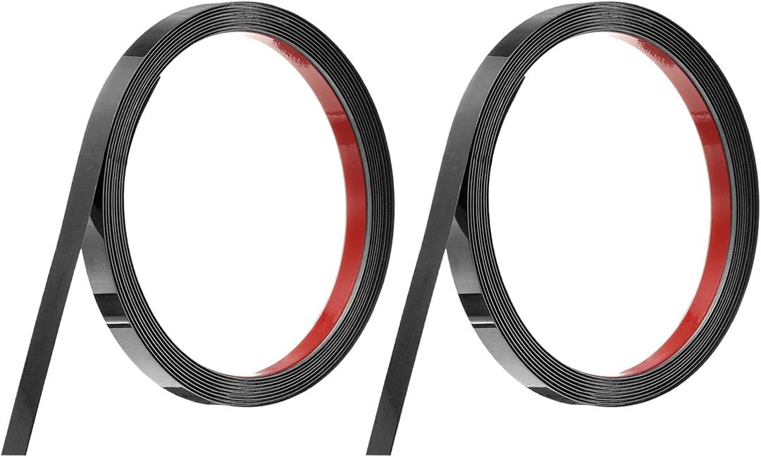 uxcell 2pcs Stainless Steel Wall Molding Trim, 10Ft x 0.39 Inch, Peel and Stick Metal Trim, Self-Adhesive Mirror Trim for Wall Ceiling, Fireplace, Mirror Edging, Mirrored Black