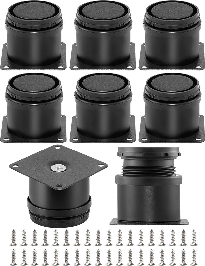 HDAJY 8-Pack 2 Inch Furniture Legs, Stainless Steel Legs for Furniture+32pcs Screws, Black