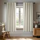 Deconovo Blackout Curtains, Thermal Insulated, W38 x L63 2 Panels, Back Tab, Machine Washable, Room-Darkening Drapes for Bedroom/Living Room Light Beige