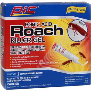 PIC GEL Boric Acid Roach Control Gel, 1-Ounce Syringe, 2-Pack , White