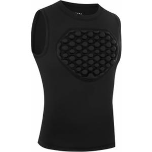 Runhit Youth Baseball Chest Protector Softball Lacrosse Football Padded Compression Shirt Heart Guard Sternum Protection (Medium, Black)