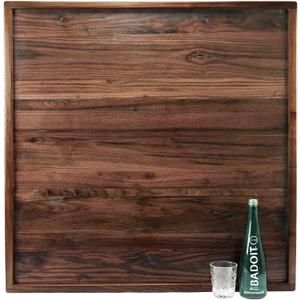 36 x 36 Inches Extra Large Square Black Walnut Wood Ottoman Tray, Serve Tea, Coffee Classic 3 Feet Wooden Decorative Serving Tray