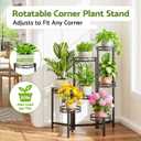 Metal Plant Stand Indoor Outdoor 7 Tier Multiple Flower Pot Holder Shelf Planter Display Shelving Unit for Patio Garden Corner Balcony Living Room Black Circle