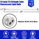 F20T12/D 20 Watt Light Bulb Daylight, 24 Inch T12 Fluorescent Tube 20W Compatible with Philips Sylvania GE Light Fixture 1400lm G13 Cap 4 Count