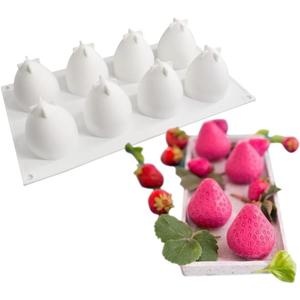 Silicone Mold Baking Pan Non-Stick Baking Pastry Chocolate Cake Dessert DIY Decoration Tools (Strawberry N_11.8x6.8x0.26 inch)