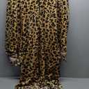 Kicpot Leopard Onesie Costume for Adults Hooded Cheetah Jumpsuit One‑Piece Animal Halloween Cosplay, L