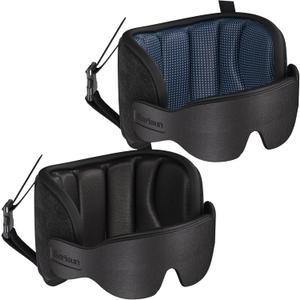 SARISUN Travel Pillows for Airplanes, Airplane Pillow with Sleeping Eye Mask, Travel Neck Pillow for Car, Road Trip Car Headrest, 2-Pack Airplane Travel Essentials, Black and Mottled Blue