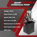 Nakkaa 12V DC Hydraulic Power Device 8 Quart Double Acting Hydraulic Dump Trailer Pump for Lifting and Lowering Dump Trailer Trucks