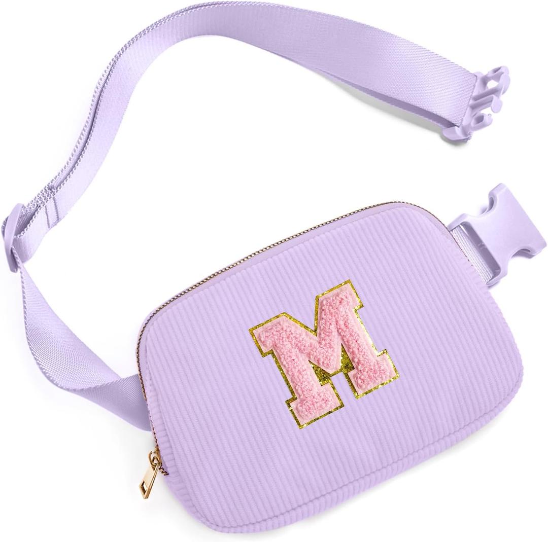 Gitus Gifts for Girls Birthday Gifts for 10 11 12 13 14 15 16 Year Old Girls Initial Fanny Pack Belt Bag Crossbody Bag for Teen Girl Gifts Trendy Stuff Personalized Gifts Preppy Stuff (Lavender-M)
