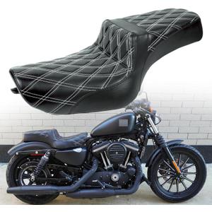 White MotorcycleSeats fit Harley Sportster Seat for Harley Sportster 883 1200 X48 72 Iron883 XL883N 2004-2006&2010-2022 Front Rear Driver Passenger Seat TwoUp seat for 3.3up-4.5 GAL Fuel Tanks