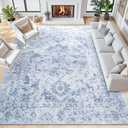 5x7 Area Rugs for Living Room, Large Washable Vintage Blue Living Room Rug, Soft Non-Slip Stain Resistant Throw Carpets for Dining Room Bedroom Office Farmhouse Home Decor, Blue