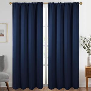 Diraysid Navy Blue Blackout Curtains for Bedroom and Living Room Thermal Insulated Room Darkening Curtains Drapes, 52 x 84, 2 Panels (52"W x 84"L (Pack of 2))