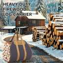 1MORE Firewood Carrier - Wood Carrier for Firewood,Log Carrier for Firewood Tote Bag, 40"X19" Canvas Firewood Carrier, Water Resistant Log Tote Wood Carrying Bag With Handles,Fireplace Tools. Grey
